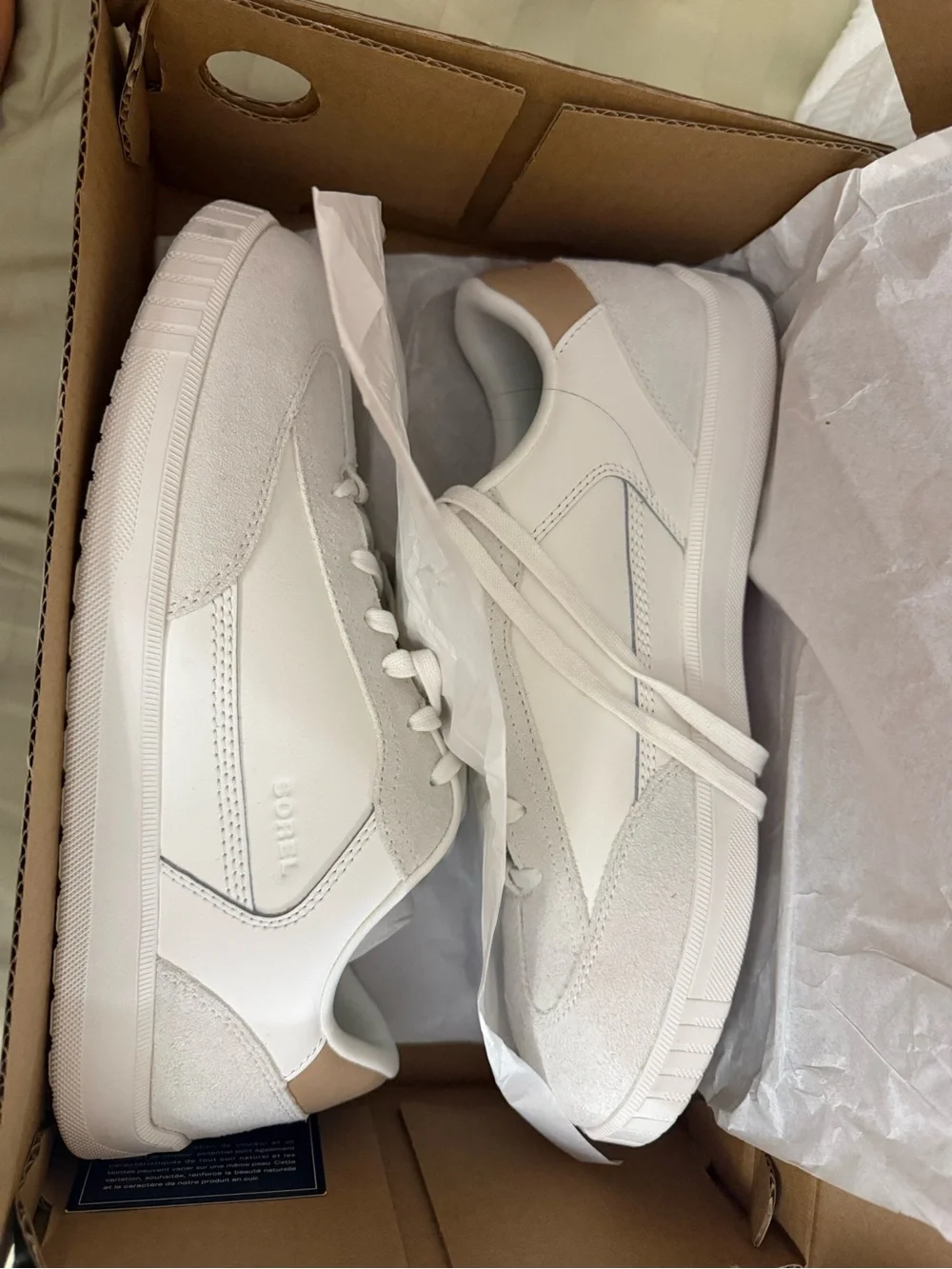 Sorel Men's White and Tan Low-Top Sneakers